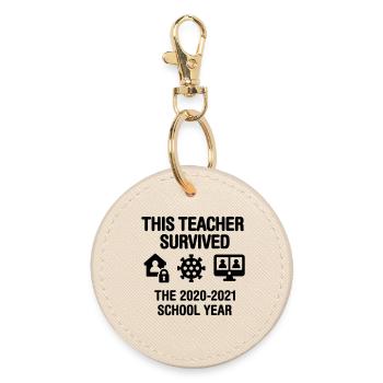 This teacher survived the 2020 2021 school year - Round Keyring - oyster - Front