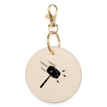 Hammer of thor Thor s hammer Mjolnir lightning stral - Round Keyring - oyster - Front