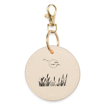 Love of nature - birds, sun, reeds - Round Keyring - oyster - Front