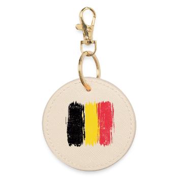 Belgian Flag Abstract Brush Strokes - Round Keyring - oyster - Front