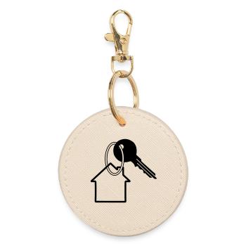 Key with house key for house purchased logo 2 - Round Keyring - oyster - Front