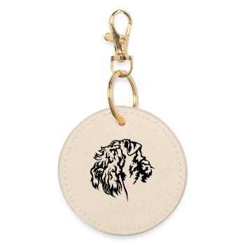 Kerry Blue Terrier Head - Round Keyring - oyster - Front
