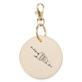 Dad Child Fist pump Cute new born gifts - Round Keyring - oyster - Front