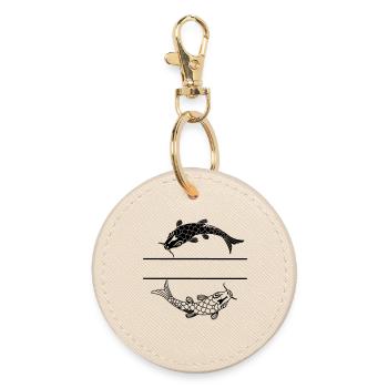 Fish black and white with blank text bar - Round Keyring - oyster - Front