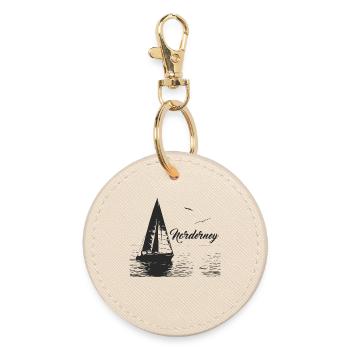 Norderney sailboat and 2 seagulls - Round Keyring - oyster - Front