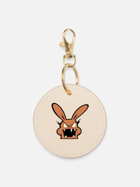 wütender Hase - Runder Schlüsselanhänger - Auster