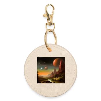 Planet Universe Sky - Round Keyring - oyster - Front