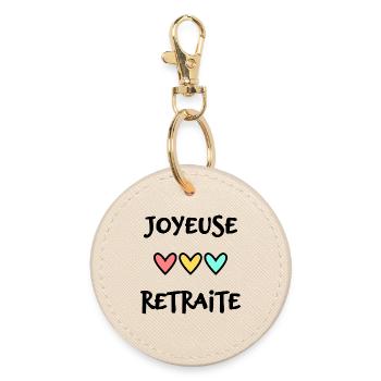 RETRAITE. BONNE RETRAITE. JOYEUSE RETRAITE. COEUR - Porte-clés rond - huître - Devant