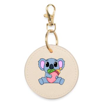 Baby Koala Motiv Koalabär - Runder Schlüsselanhänger - Auster - Vorne