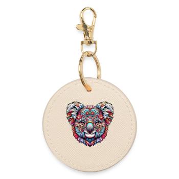 Koala mit Mandalas dekoriert - Runder Schlüsselanhänger - Auster - Vorne