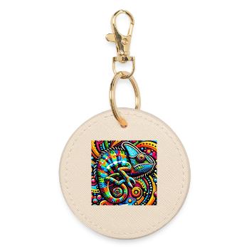 Chameleon Pop Art - Round Keyring - oyster - Front