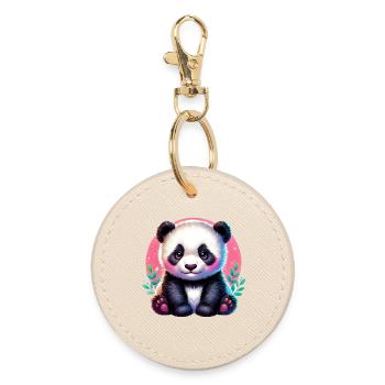 Panda - Runder Schlüsselanhänger - Auster - Vorne
