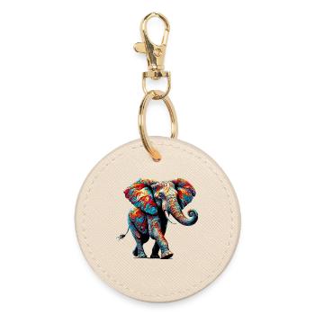 Elephant - Round Keyring - oyster - Front