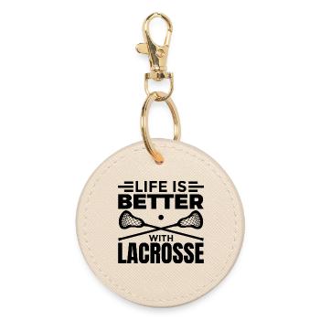 Lacrosse Player Motivation - Round Keyring - oyster - Front