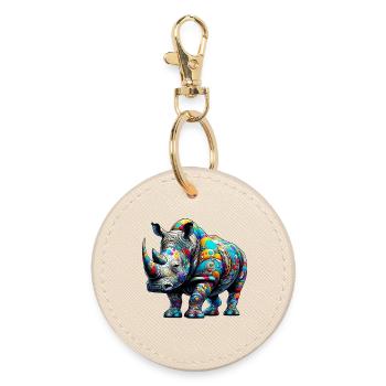 Rhinocéros - Porte-clés rond - huître - Devant