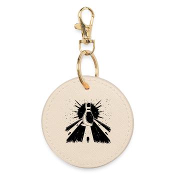 Bowling Pin Grafik - Runder Schlüsselanhänger - Auster - Vorne