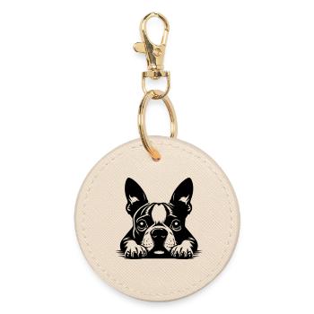 Tête de Boston Terrier avec pattes - Porte-clés rond - huître - Devant