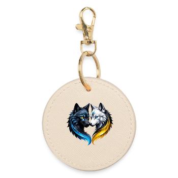 Têtes de loup majestueuses. - Porte-clés rond - huître - Devant