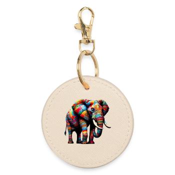 Elefant - Runder Schlüsselanhänger - Auster - Vorne