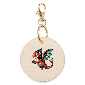 Drache - Runder Schlüsselanhänger - Auster - Vorne