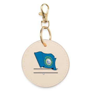 South Dakota Flag Text Banner - Round Keyring - oyster - Front
