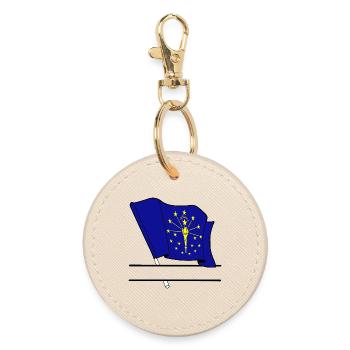 Flagge Indiana Textbanner - Runder Schlüsselanhänger - Auster - Vorne