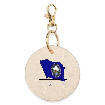 Flag New Hampshire text banner - Round Keyring - oyster - Front