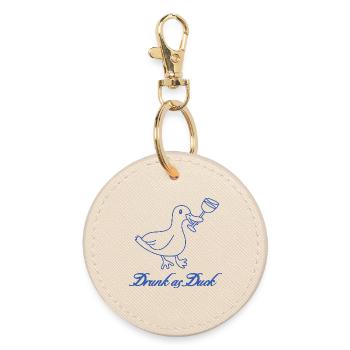 Drunk as Duck – Funny Drinking Word Game - Round Keyring - oyster - Front