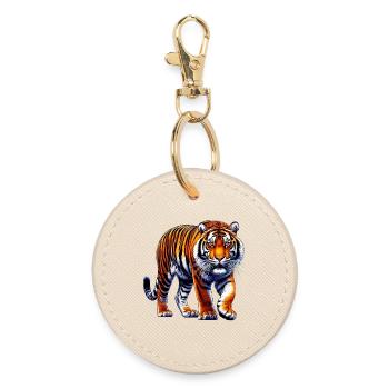Tiger - Runder Schlüsselanhänger - Auster - Vorne