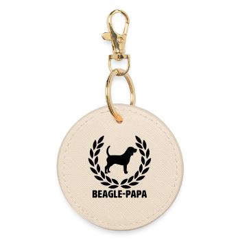 Beagle Papa - Runder Schlüsselanhänger - Auster - Vorne