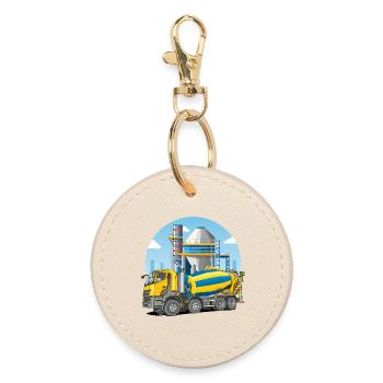 Concrete mixer in concrete plant - Round Keyring - oyster - Front