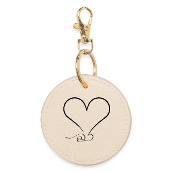 Ornate heart – minimalist & unique - Round Keyring - oyster - Front