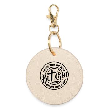 Geometric Abstract Line Art Design - Round Keyring - oyster - Front