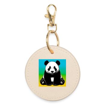 panda - Round Keyring - oyster - Front
