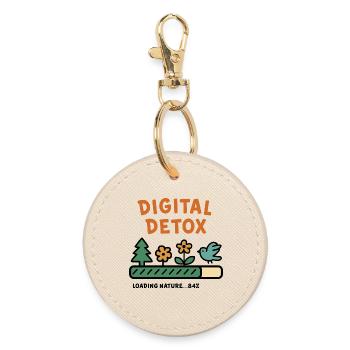 Digital Detox Nature Illustration - Round Keyring - oyster - Front