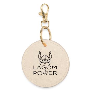 Lagom Is Power – Viking Helmet Minimalist design - Round Keyring - oyster - Front