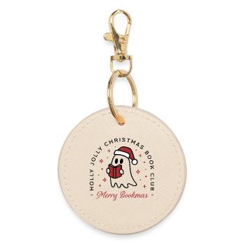 Club de lecture de Noël fantôme jeux de mots drôle lecteur souhaits - Porte-clés rond - huître - Devant