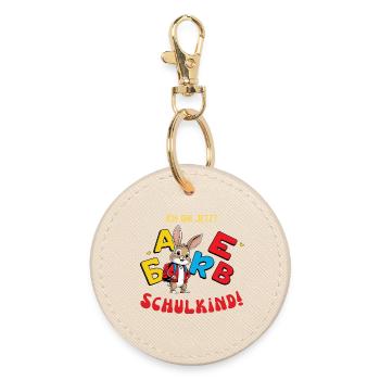 Lustiger Hase zum Schulanfang mit schulrucksack - Runder Schlüsselanhänger - Auster - Vorne