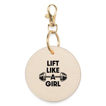 Lift like a girl - Round Keyring - oyster - Front