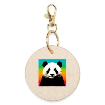 panda - Round Keyring - oyster - Front
