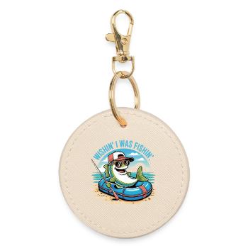 Poisson-grenouille sur carton avec chapeau et lunettes de soleil - Porte-clés rond - huître - Devant