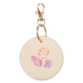 Seashell Designs Illustrated in Watercolors - Round Keyring - oyster - Front