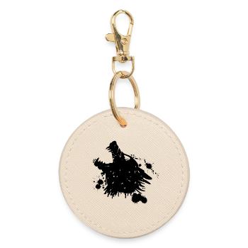 Loup noir hurlant - Porte-clés rond - huître - Devant