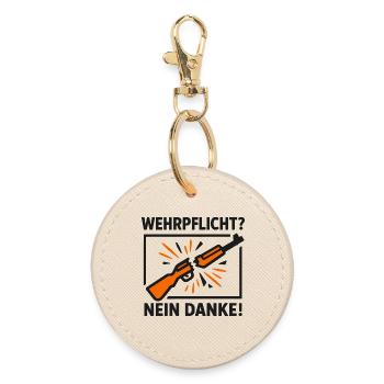 Wehrpflicht Nein Danke – Kriegsdienstverweigerung - Runder Schlüsselanhänger - Auster - Vorne