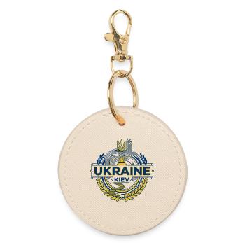 Ukrainian National Emblem Crest Design - Round Keyring - oyster - Front
