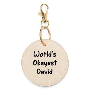 World's okayest David - Runder Schlüsselanhänger - Auster - Vorne