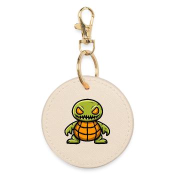 Schildkröte Halloween Zombie - Runder Schlüsselanhänger - Auster - Vorne