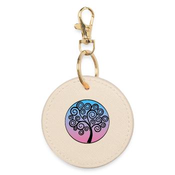 Arbre de vie spirale noir - Porte-clés rond - huître - Devant