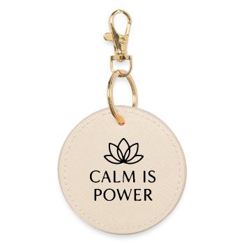 Calm Is Power Mindfulness T-Shirt - Round Keyring - oyster - Front