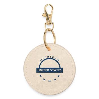 Michigan USA Emblem Symbol - Round Keyring - oyster - Front